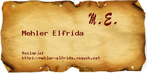 Mehler Elfrida névjegykártya
